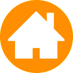 A white house sitting in an orange circle - Miami elderly community