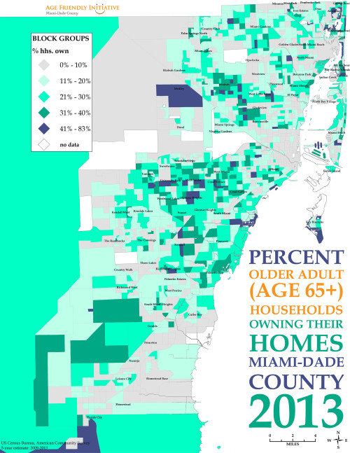 A map of older adults in miami-dade county -Miami elderly community