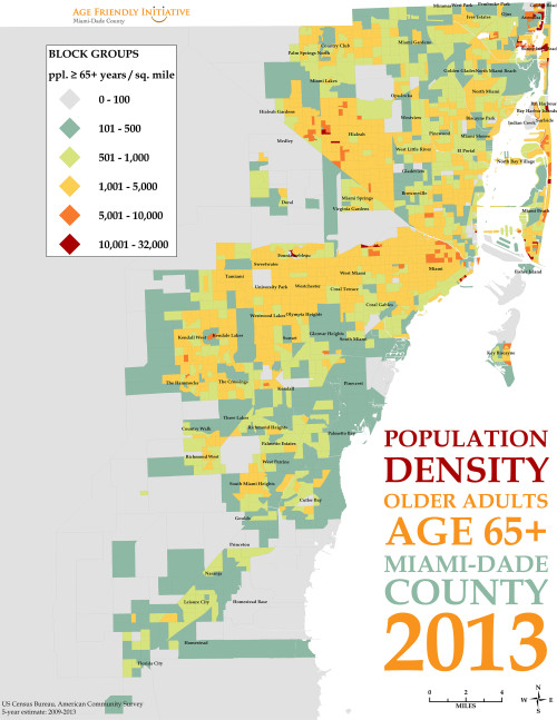 A map of older adults in miami-dade county -Miami elderly community