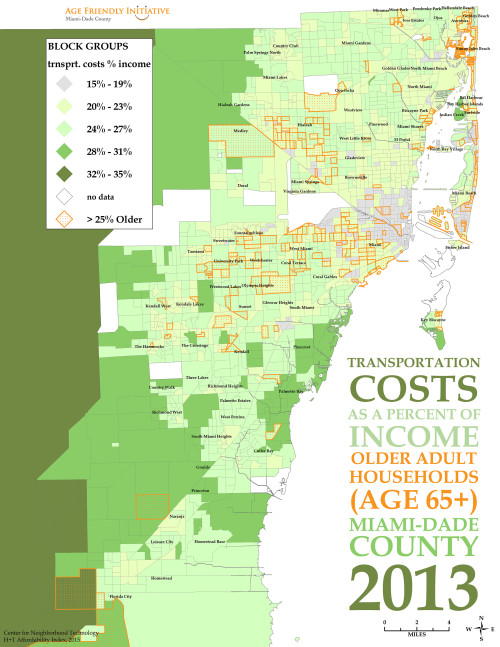 A map of the cost of living in miami-dade county. -Miami elderly community